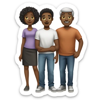 topical family emoji  white dad black mom black older sister and black little brother sticker