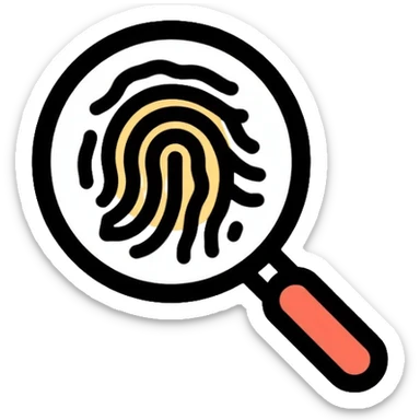magnifying glass with fingerprint inside sticker