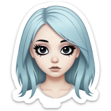 emo, baddie,pretty, makeup, black eyeliner, long hair sticker