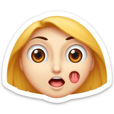 Visage qui a les yeux qui sorte comme un cartoon et la langue aussi sticker