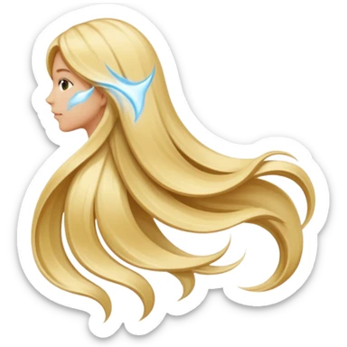 back view of long blonde hair, simple and clear sticker