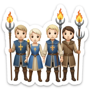 les villagois qui ont certains ont des fourches d'autres des torches sapé en moyen age sticker