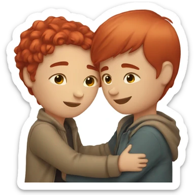 Couple hug boy short hair girl Red hair  sticker