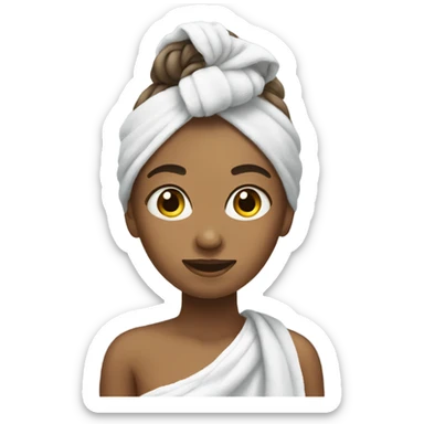 a girl with a towel on her hair sticker