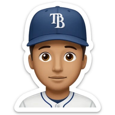 Guy wearing Tampa Bay Rays hat sticker