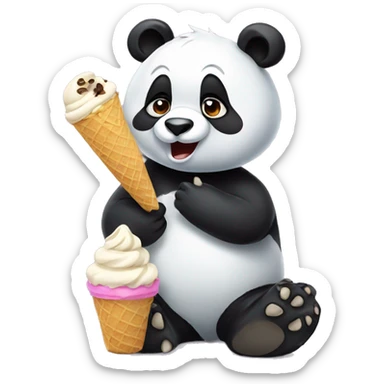 Panda eating ice cream sticker