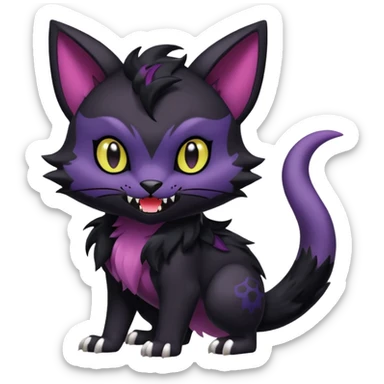 Black batty vampiric scary spooky dark dusky gloomy cute handsome beautiful pretty Liepard-Noibat-Delcatty-Pokémon-fusion sticker