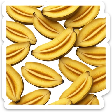 Cinematic Realistic Patacones Dish Emoji, depicted as twice-fried plantain slices with a crispy exterior rendered with detailed textures and dynamic, inviting lighting. sticker