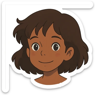 ghibli style cute brown girl face sticker
