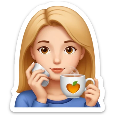 girl sipping tea with a relaxed expression sticker