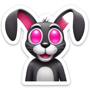 Cartoon in bright neon colours with pale pink red eyes happy chill eyes half open, in the style of Disney and loony tunes bugs bunny vector art clipart sticker