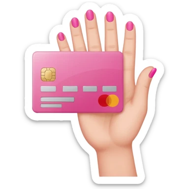 cree une main avec 5 doigts qui tien une carte de crédit 💳 rose sticker