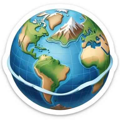 an icon featuring an earth with attitude and longitude lines, a textbook, and a topographic map, symbolizing geography as a science. The design includes a compass, mountain ranges, and rivers, representing the study of Earth's features and landscapes. Transparent background highlights geography. sticker