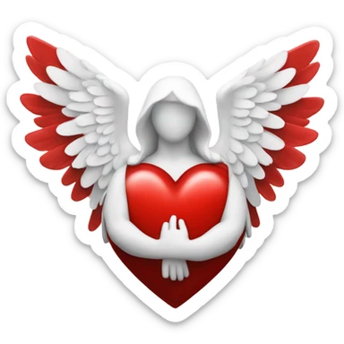Red heart with white archangel wings sticker