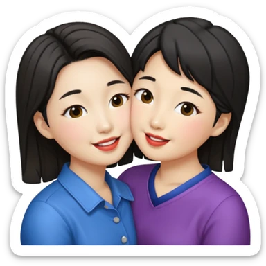 Korean lesbians, kissing sticker
