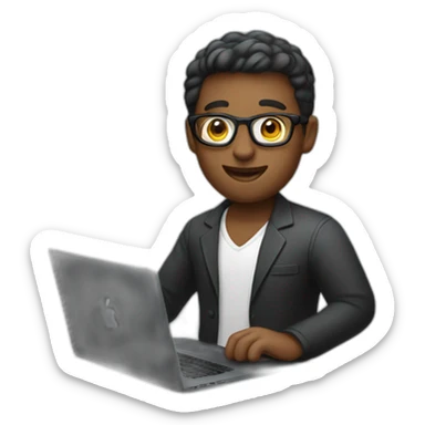 A marketer with a black macbook sticker