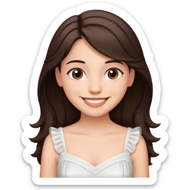 a dark brown-haired girl who was very happy because of love sticker