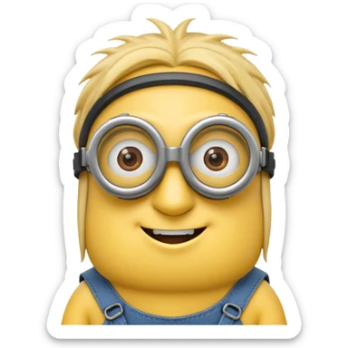 Minion emoji with a round head like normal emojis and a smurk like this emoji but a minion so basically that emoji with the goggles and the hair and not a funny head shape 😏 it should look like an actual minion not a human with minion hair  sticker