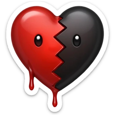 BLACK BROKEN HEART, LITTLE DARK RED BLOOD, DRIPS FROM THE BROKEN CRACK. sticker