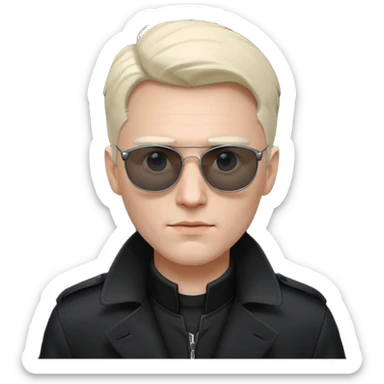 white man in black trenchcoat and matrix sunglasses sticker