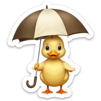 baby Duck holding white umbrella sticker
