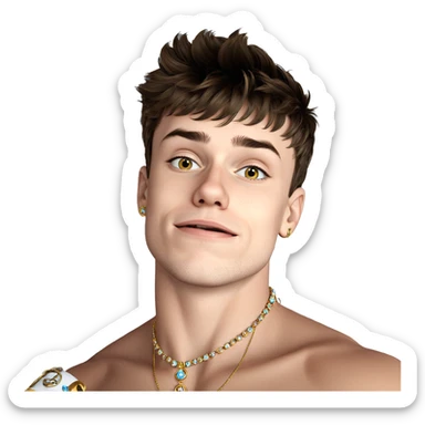 portrait of a boy with jewelry sticker