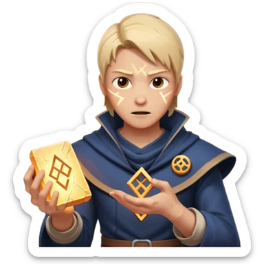 A character slamming a glowing rune tablet, cracks spreading outward mid-impact sticker