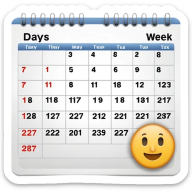 Calendar with 7 days per week sticker