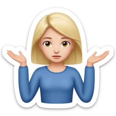 Girl shrugging with a six over her left shoulder and a  seven over her right shoulder  sticker