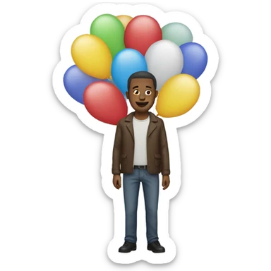 Man with balloons instead of hands sticker