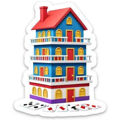 House made out of playing cards sticker