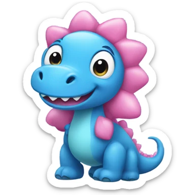 Blue dinosaur with pink hearts and stars sticker