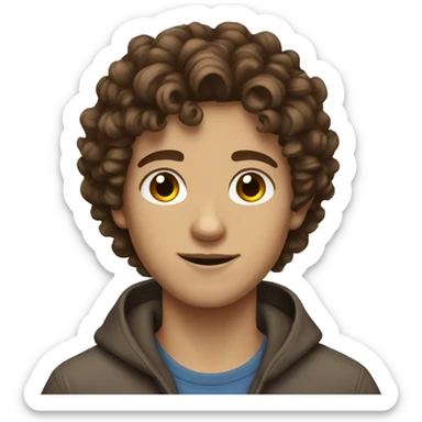 teenage boy curly brown hair and brown eyes sticker