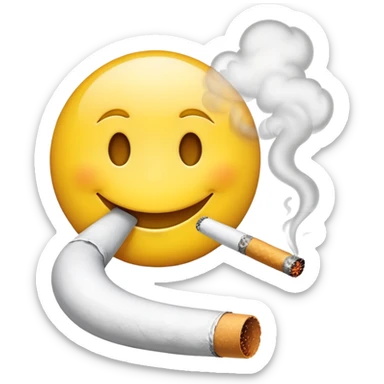 Make an emoji with a smiley face that smokes a cigarette sticker