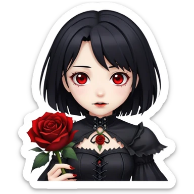 Bloody black rose anime gothic beautiful gorgeous cool edgy bat-vampiric lady  sticker