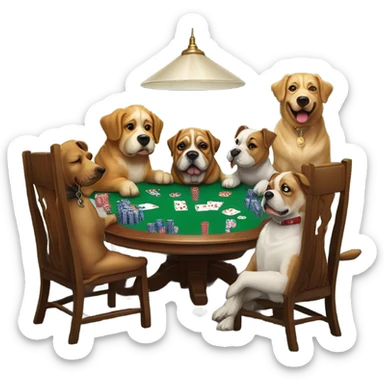 Dogs playing poker  sticker