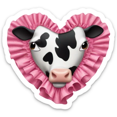 Cow print heart with pink ruffles sticker