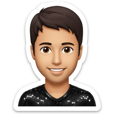 Enrique Iglesias with dark brown hair, black sequin outfit sticker