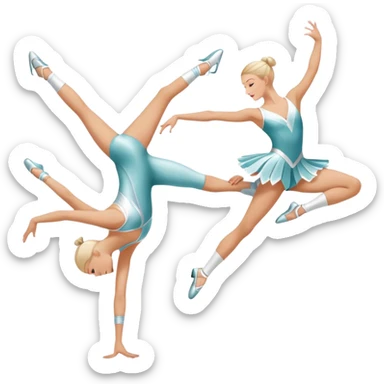Icon for Sports Dance: a white couple in competitive attire performing a synchronized dance with acrobatic moves, dance shoes, a rhythmic floor, and a competition backdrop. The icon should capture athleticism, technique, and acrobatic precision. Transparent background. sticker
