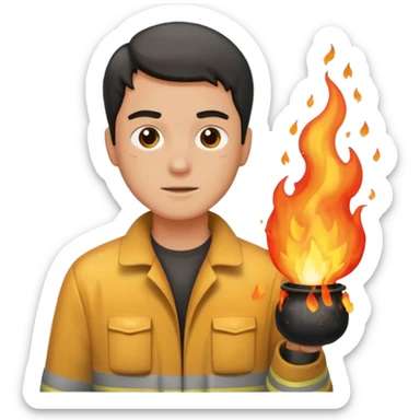 человек тушит огонь sticker