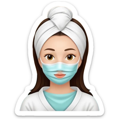 Lady with face mask spa beauty full face relaxing sticker