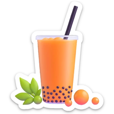 bubble tea with boba pearls sticker