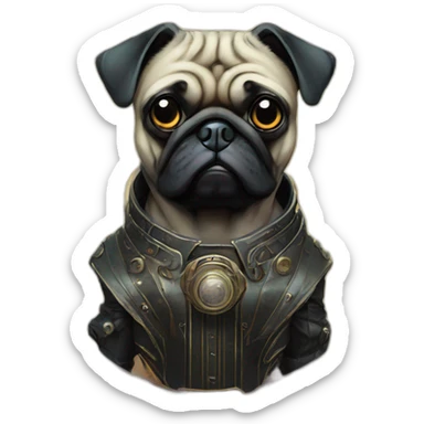 A cyberpunk pug in Art Nouveau style during 1910 sticker