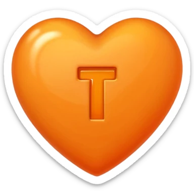 orange heart with the letter T in the centre sticker