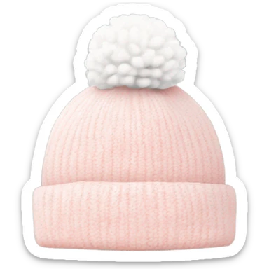 a light pink beanie with white pompom by itself sticker