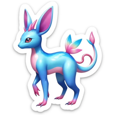 Colorful Shiny Exotic Amaura-Salandit-Aurorus-Sylveon-Fakémon-hybrid-creature (full body)  sticker