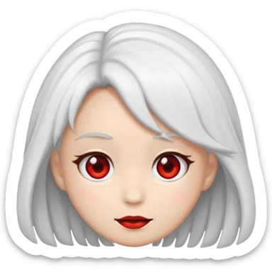 Faca um emoji com cabelo branco de anime e um dos olhos pretos com o meio vermelho sticker