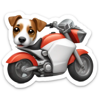 Jack russell encimade una moto con un casco puesto sticker