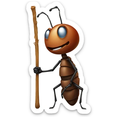 ant with large bindle on a stick sticker