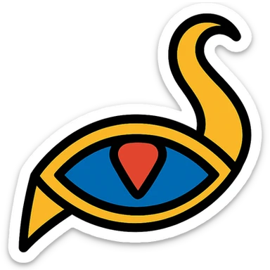 Stylize this emblem with the Thousand Sons legion colors: rich blue, gold, and red. Make it suitable for a 64x64 pixel icon with clear, bold color outlines and details. Remove the background to isolate the emblem. sticker